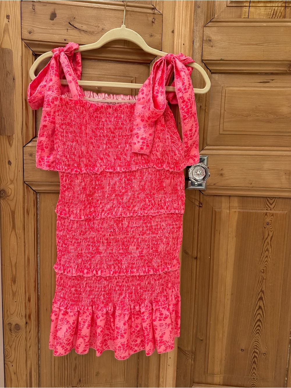 CHICME smocked mini dress with tie shoulder straps